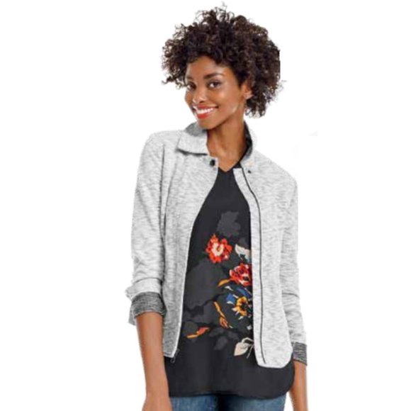 CAbi Jackets & Blazers - CAbi Neo Jacket Moto Full Zip Heathered Gray XL